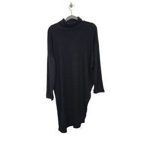 Rouge Collection Womens Plus Cowl Neck Asymmetrical Hem Tunic in Black - Size 4X